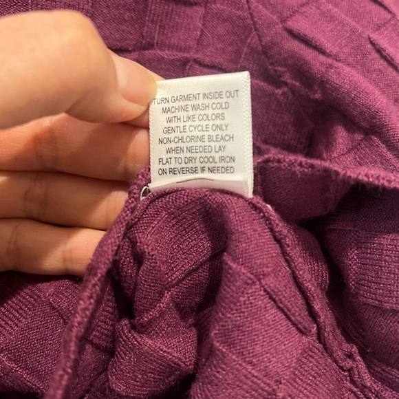 PAC sun LA Hearts Checker Stitch Mock Neck Sweater size Small S purple - Picture 8 of 9